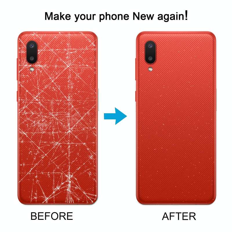 For Samsung Galaxy A02 Battery Back Cover with Camera Lens Cover (Red)