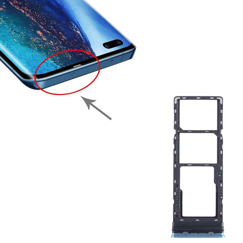 For Tecno Phantom X SIM Card Tray + SIM Card Tray + Micro SD Card Tray (Blue)