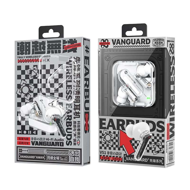 WEKOME V51 Vanguard Series Transparent Wireless Bluetooth Earphone(White)