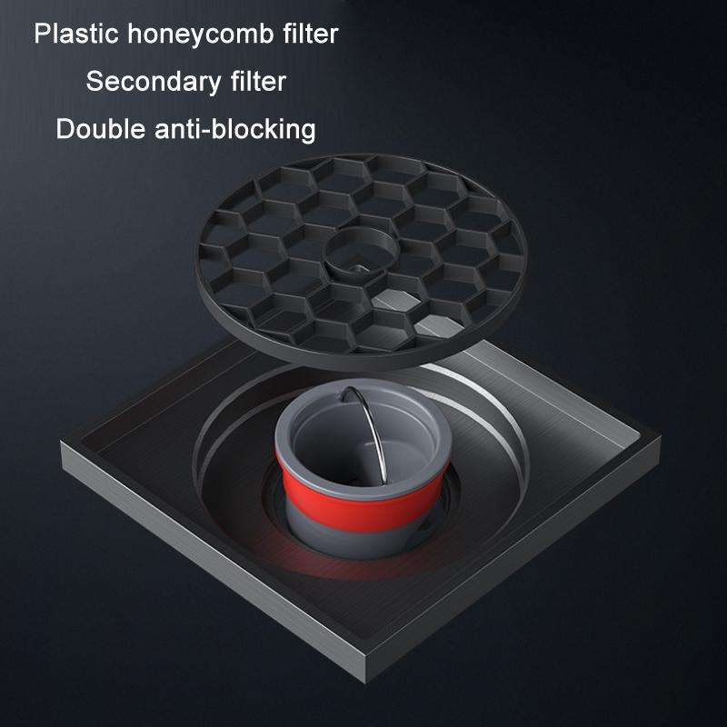 Bathroom Sewer Deodorant Pure Copper Floor Drain, Specification: Gray+Inner Core