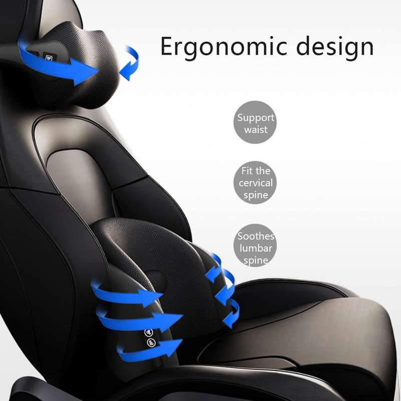 SR-09 Car Neck Pillow Memory Foam Lumbar Support, Style: Ordinary Headrest (Black)
