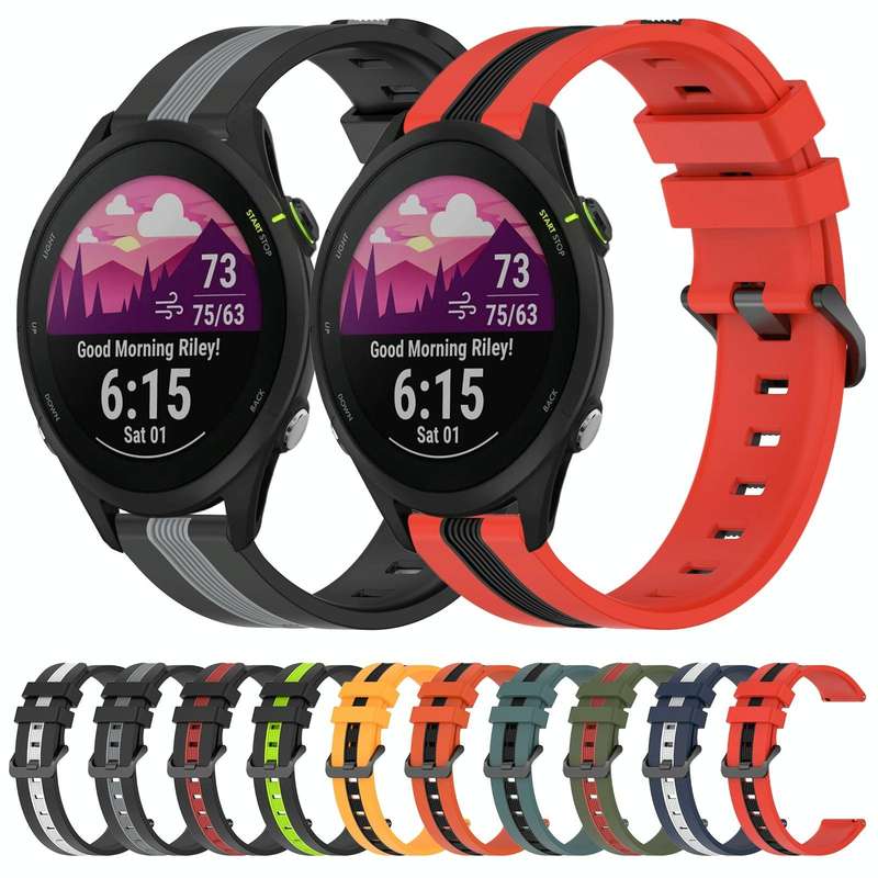 For Garmin Forerunner 255 22mm Vertical Two-Color Silicone Watch Band(Orange+Black)