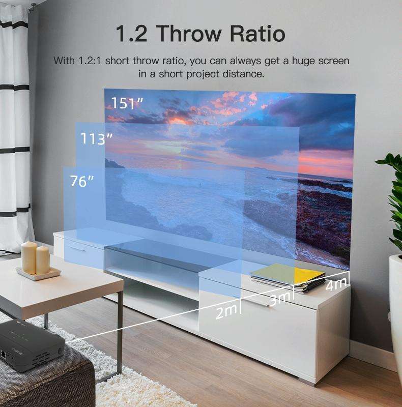 WOWOTO H10S TIDLP DMD 0.45 inch 1280 x 800 4K 500ANSI RGB LED Smart Projector(UK Plug)