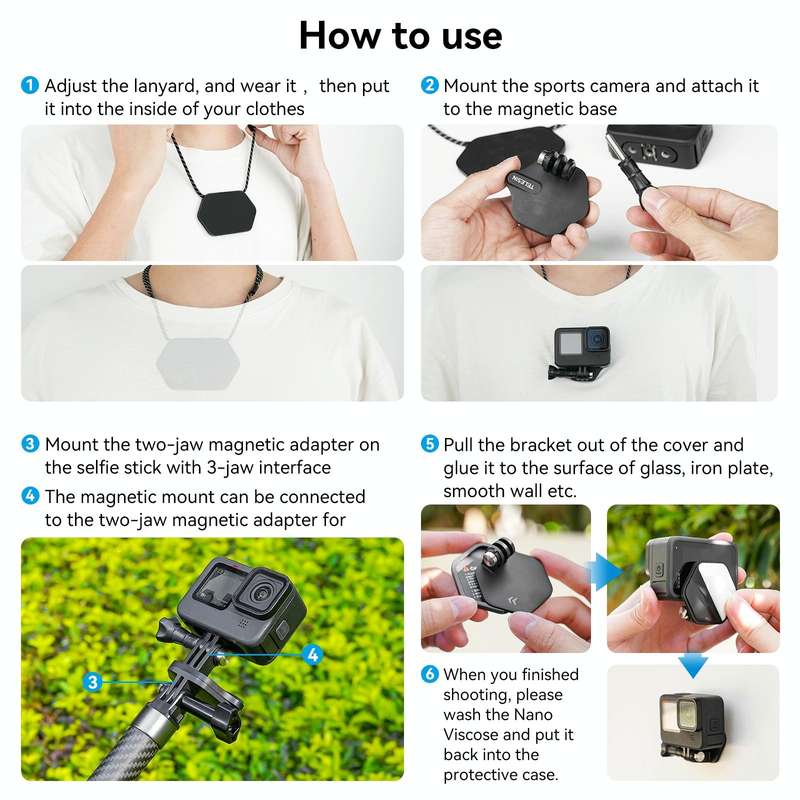 TELESIN Magnetic Action Camera Quick Release Bracket Mount,Spec: Ordinary Suit