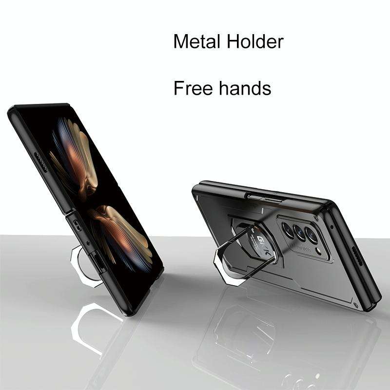 For Samsung Galaxy Z Fold2 5G GKK Foldable Shockproof PC Case with Ring Holder(Black)