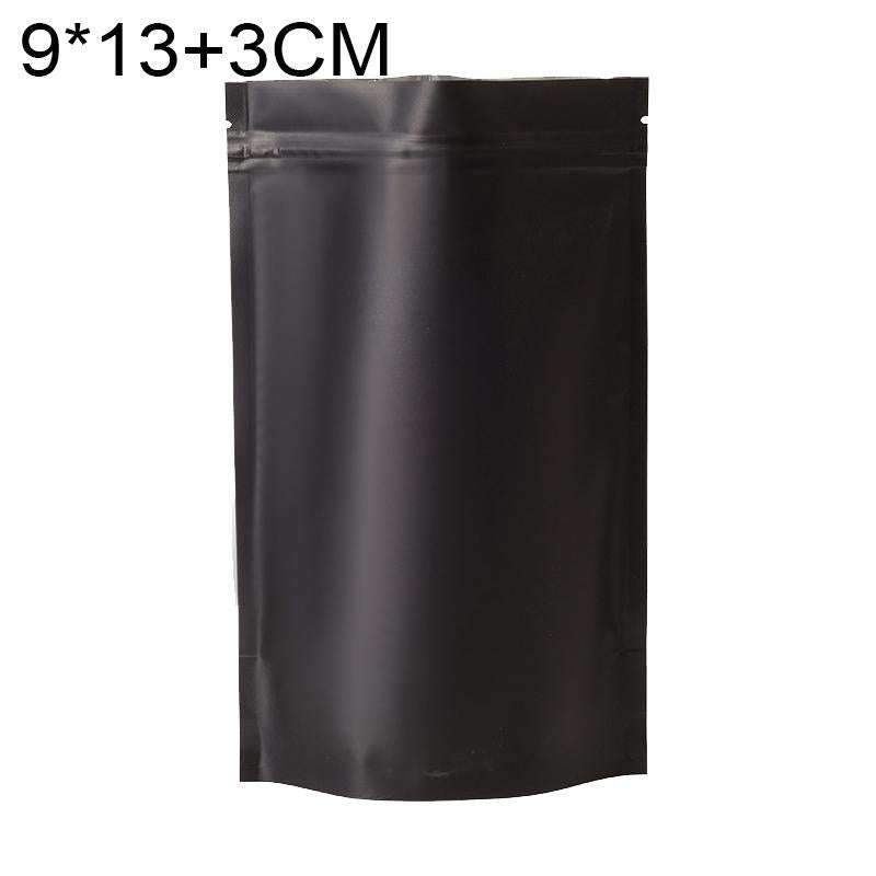 100 PCS/Set Matte Aluminum Foil Snack Stand-up Pouch, Size:9x13+3cm(Black)