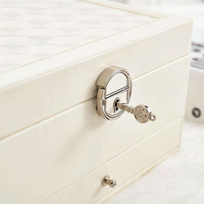 Multi-Function Storage Box Leather Jewelry Box Multi-Layer Large-Capacity Jewelry Organizer(Black)