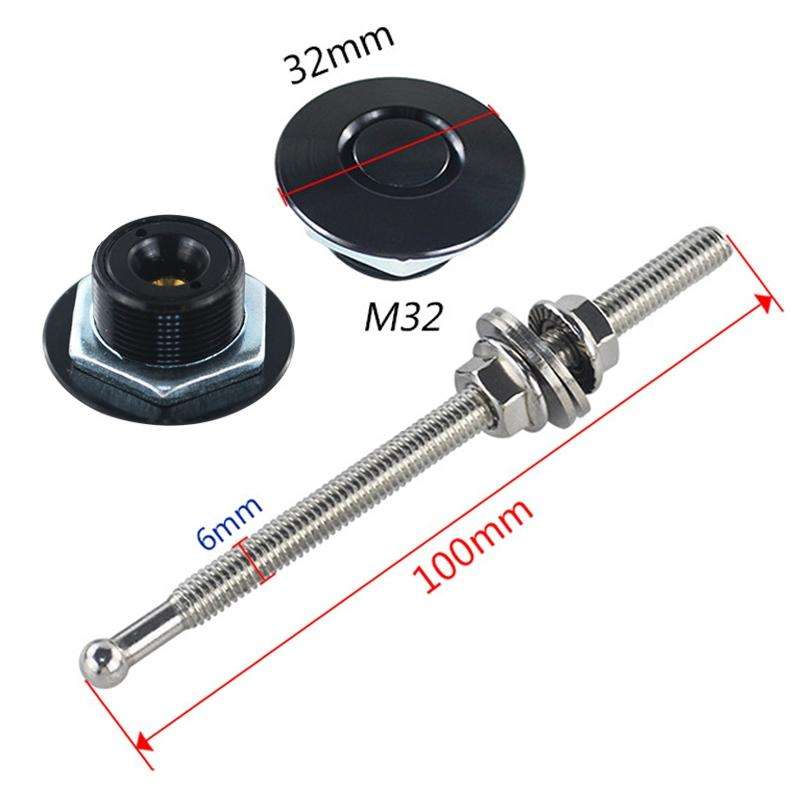 100mm Stainless Steel Quick-pins Push Button Billet Hood Pins Lock Clip Kit(Black)