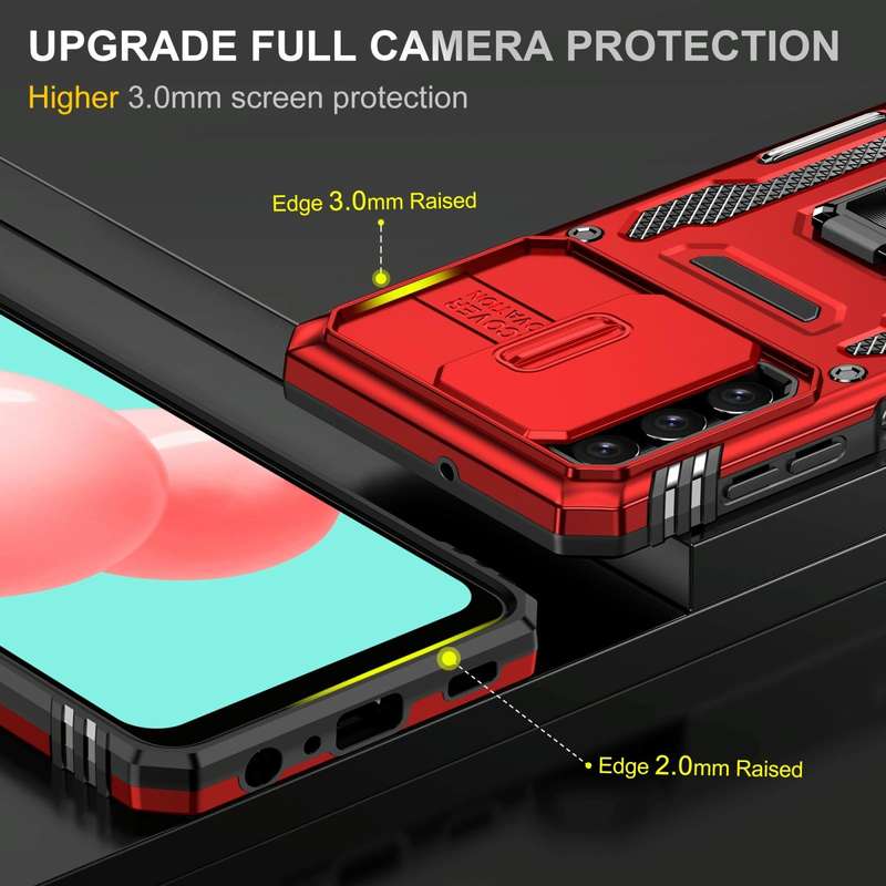 For Samsung Galaxy A32 5G Armor PC + TPU Camera Shield Phone Case(Red)