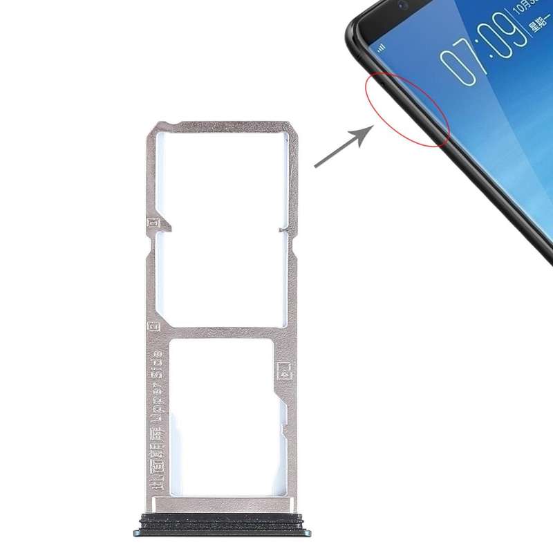 For Vivo Y75 2 x SIM Card Tray + Micro SD Card Tray (Black)
