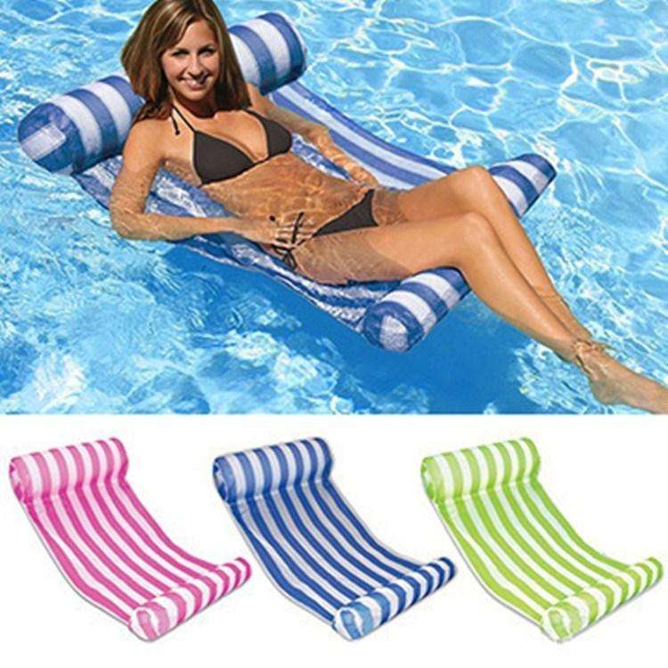 Leisure Water Floating Bed Hammock Inflatable Floating Row Entertainment Lounge Chair(Pink And Wh...