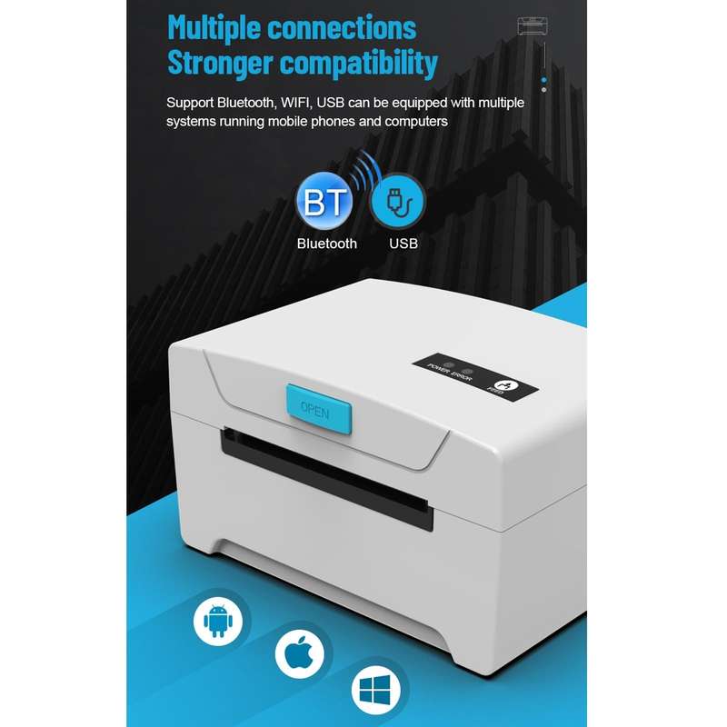 ZJ-8600 76x130 Single Paper Waybill Express Bill Label Printer, USB + Bluetooth Version, EU Plug
