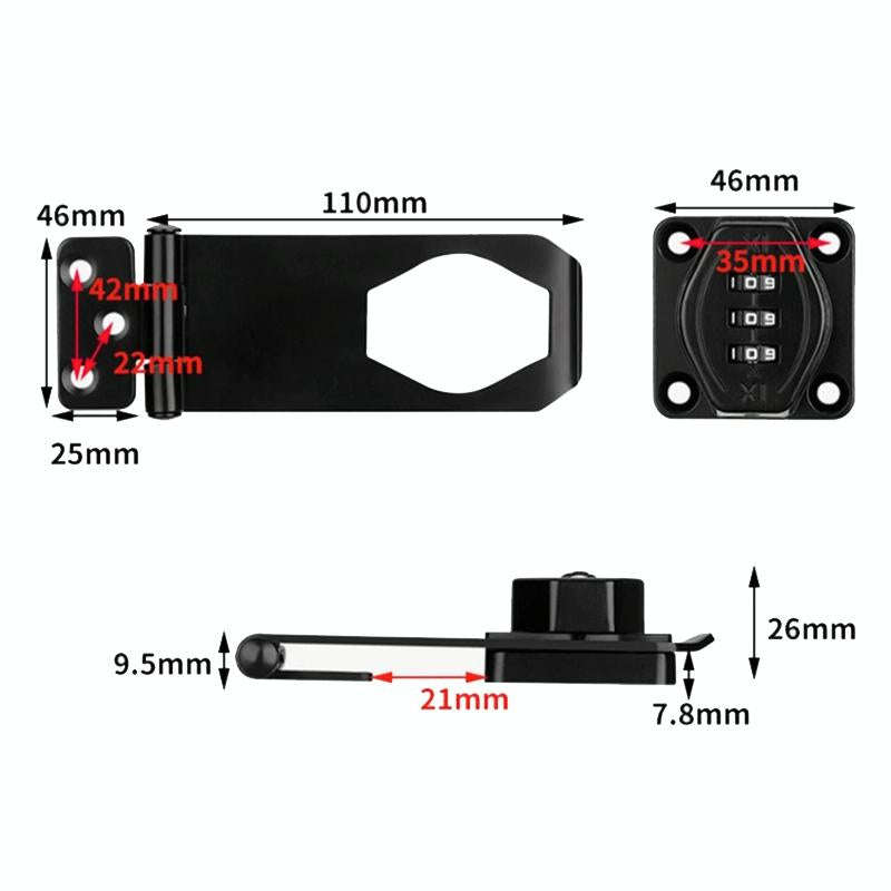 Screw Installation Cabinet Door Combination Lock Anti-Theft Drawer Lock, Style: Three Hole 4 inch...