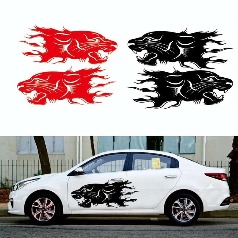 2 PCS/Set D-417 Lion Pattern Car Modified Decorative Sticker(Black)