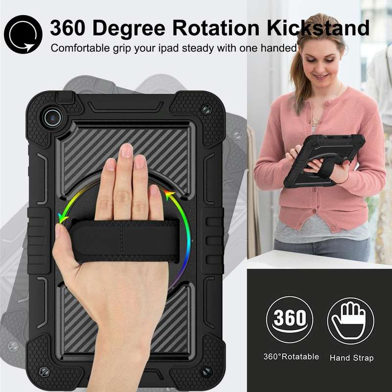 For Huawei MatePad SE 10.4 360 Degree Rotation PC Contrast Silicone Tablet Case(Black)
