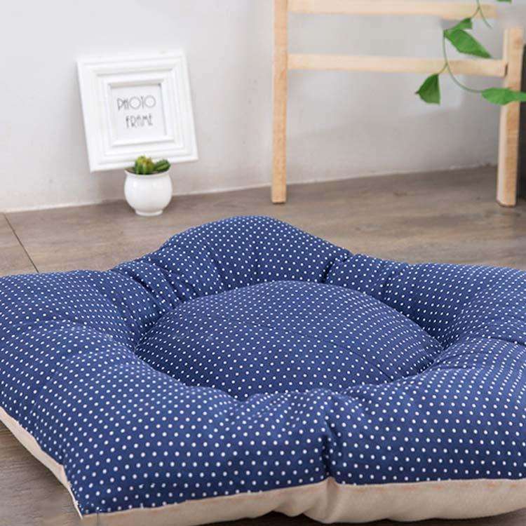 Cotton Canvas Pet Tent Cat and Dog Bed with Cushion, Specification: Medium 505060cm(White Dots)