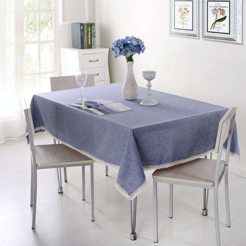 Decorative Tablecloth Imitation Linen Lace Table Cloth Dining Table Cover, Size:130x130cm(Grey)