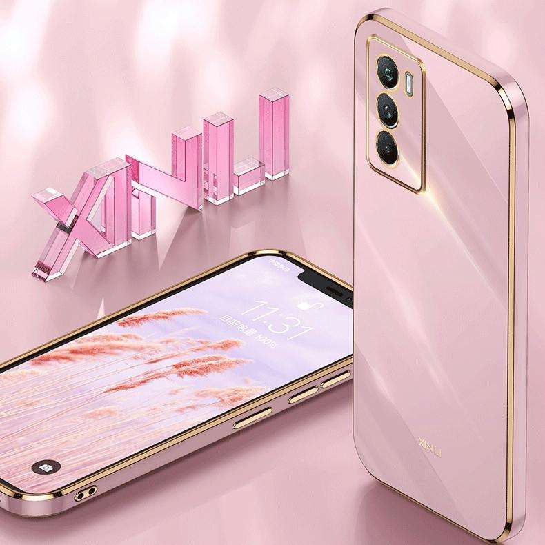 For vivo V25 XINLI Straight 6D Plating Gold Edge TPU Phone Case(Celestial Blue)