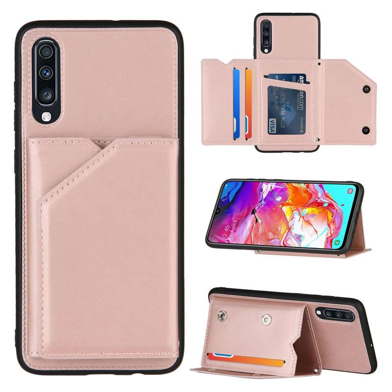 For Samsung Galaxy A70 & A70s Skin Feel PU + TPU + PC Back Cover Shockproof Case with Card Slots ...