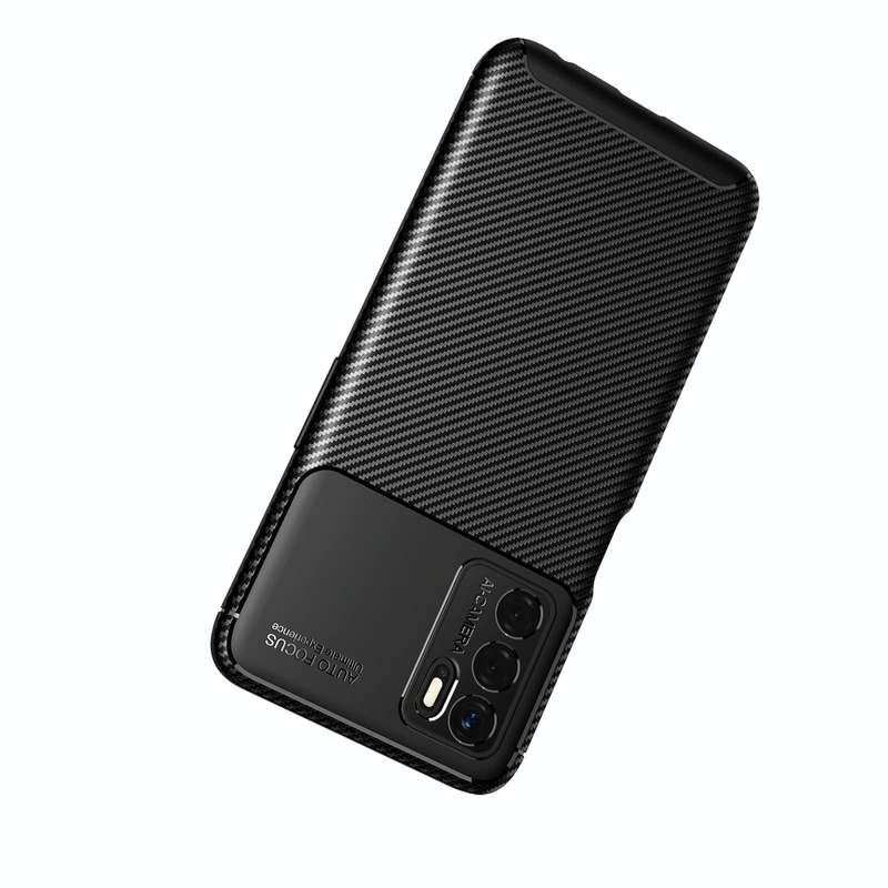 For OPPO A16 Carbon Fiber Texture Shockproof TPU Case(Black)