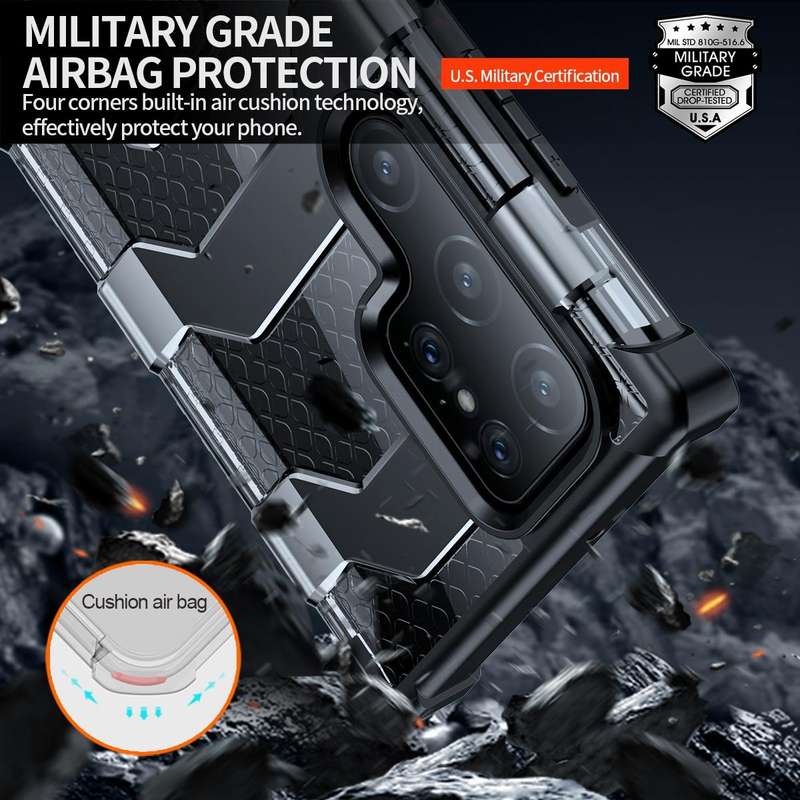 For Samsung Galaxy S22 Ultra 5G wlons Explorer Series PC+TPU Phone Case(Black)