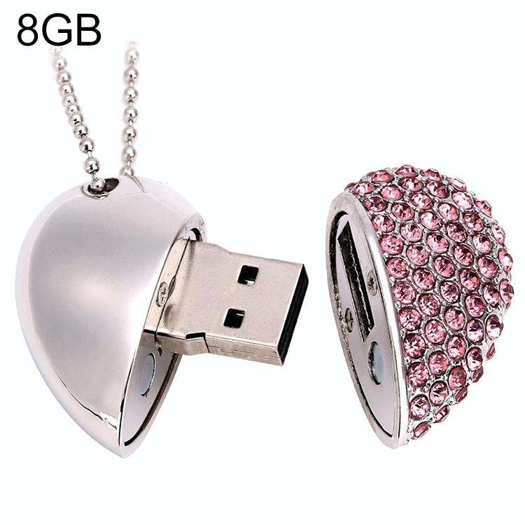 Heart Shaped Diamond Jewelry USB Flash Disk, Special for Valentines Day Gifts (8GB)