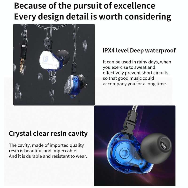 QKZ F910 In-Ear Subwoofer Dual Dynamic Earphone(Black)