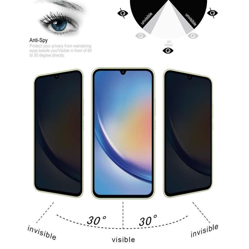 For Samsung Galaxy A34 5G Flat Surface Privacy Tempered Glass Film