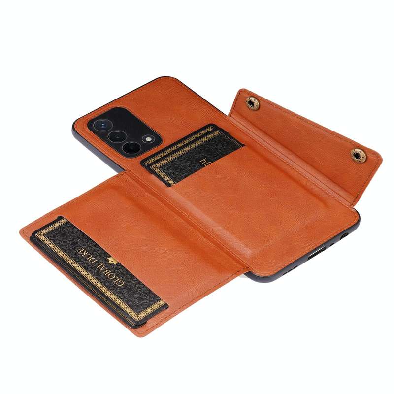 For OPPO A74 4G Double Buckle PU + TPU Shockproof Magnetic Protective Case with Card Slot & Holde...