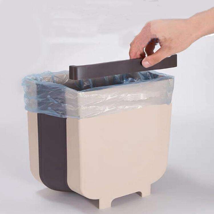 Foldable Hanging Kitchen Trash Can, Size:24x6x21cm(White)