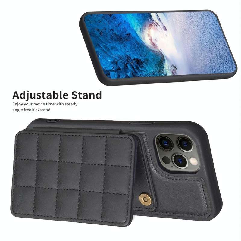For iPhone 11 Grid Card Slot Holder Phone Case(Black)