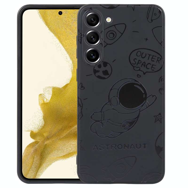 For Samsung Galaxy S20 FE Astronaut Pattern Silicone Straight Edge Phone Case(Flying Astronaut-Bl...