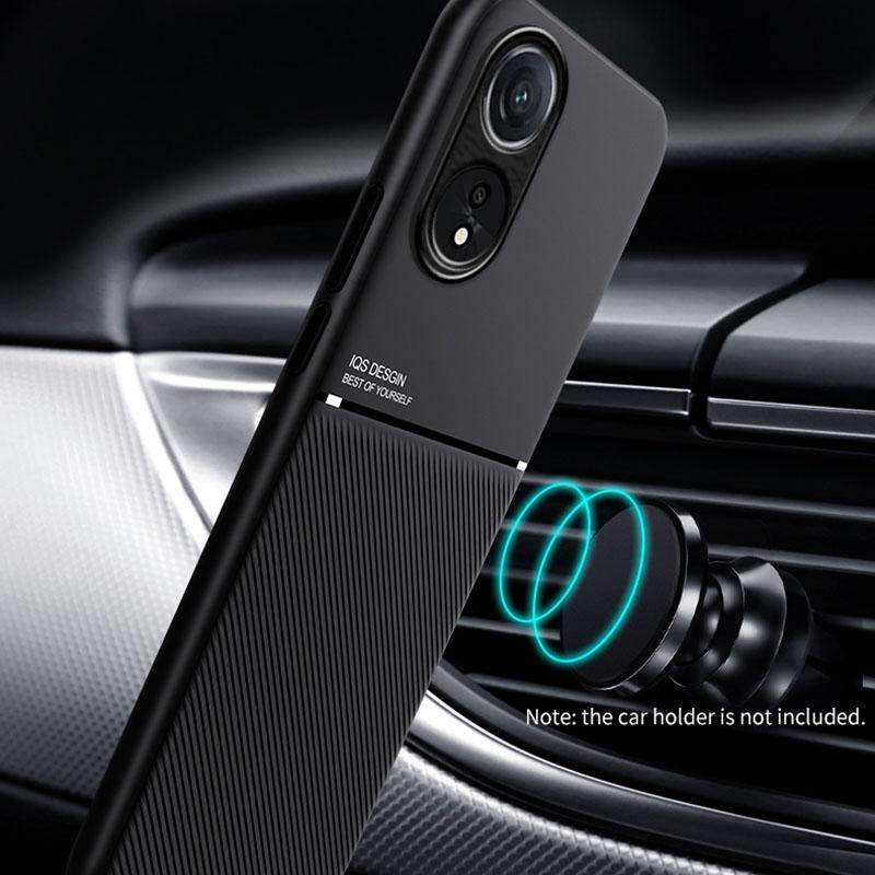 For OPPO A58 5G Classic Tilt Strip Grain Magnetic Shockproof PC + TPU Phone Case(Green)