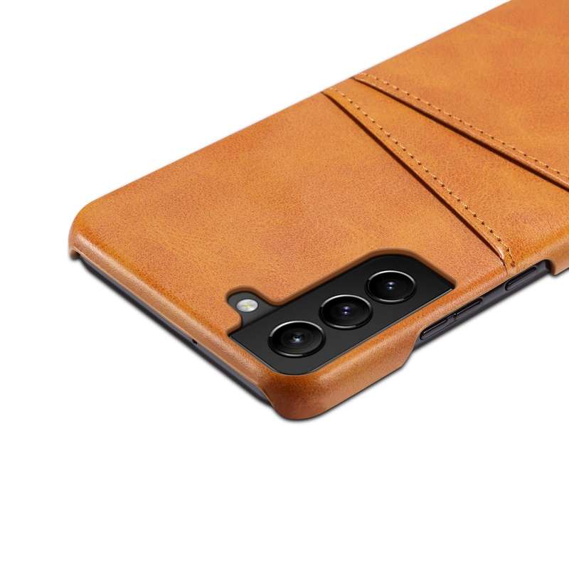 For Samsung Galaxy S22 Calf Texture Back Protective Phone Case with Card Slots(Black)
