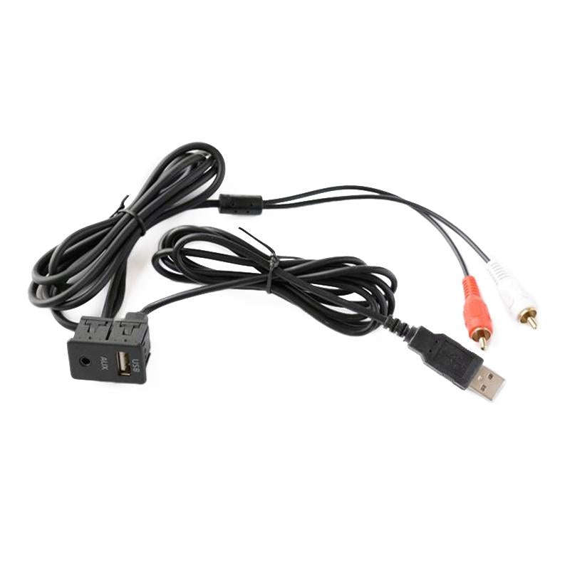 Car Universal Modified USB AUX Extension Cable USB+2RCA Lotus Male Switch Holder for Alpine / Pio...