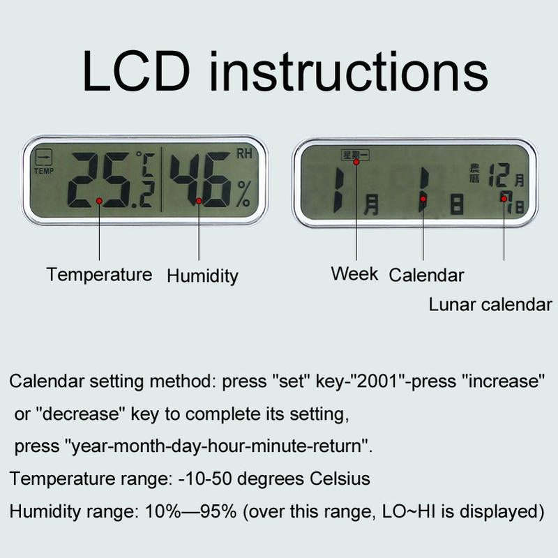 13 Inch Dual-screen LED Display Wall Clock Living Room Temperature And Humidity Calendar Multi-fu...
