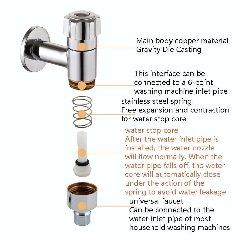 Automatic Intelligent Water Stop Universal 4 Point Leak-proof Washing Machine Faucet