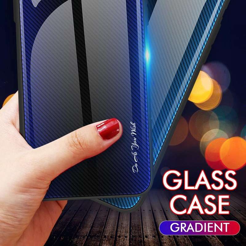 For Samsung Galaxy S10+ Texture Gradient Glass TPU Phone Case(Black)