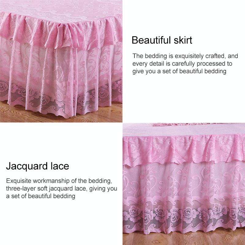 Lace Bed Skirt Sheet Princess Bedspread Mattress Cover, Size:200X220cm(Pink)