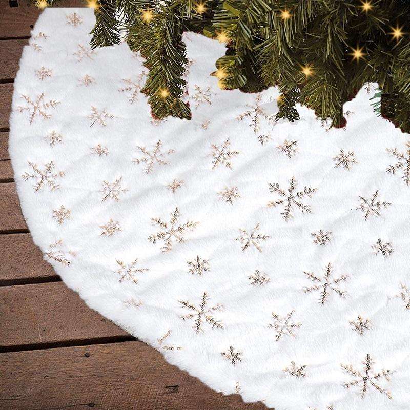 Christmas Tree Plush Sequin Embroidered Bottom Decorative Skirt, Size:90cm(Silver)