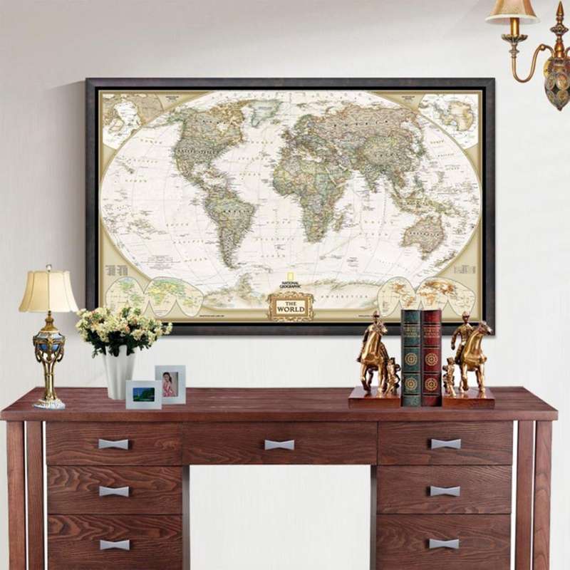 Antique Poster Wall Chart Retro Matte Kraft Paper World Map, Size:20X30cm