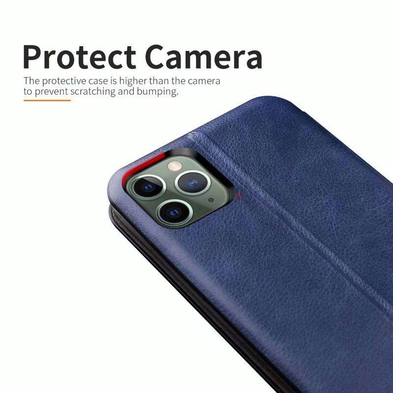 For iPhone 11 Integrated Electricity Pressing Retro Texture Magnetic TPU+PU Leather Case with Car...