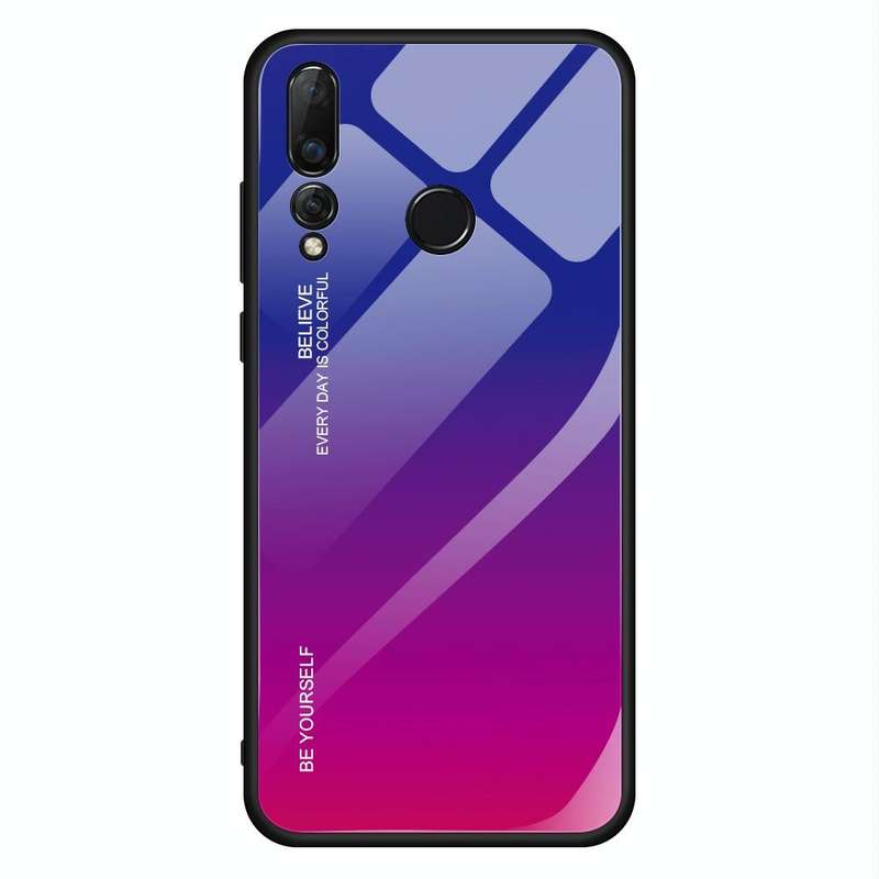 For Huawei Nova 4 Gradient Color Glass Case(Red Blue)