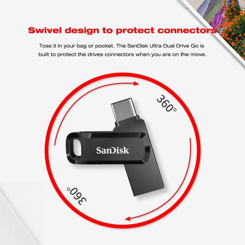 SanDisk Type-C + USB 3.1 Interface OTG High Speed Computer Phone U Disk, Colour: SDDDC3 Black Pla...