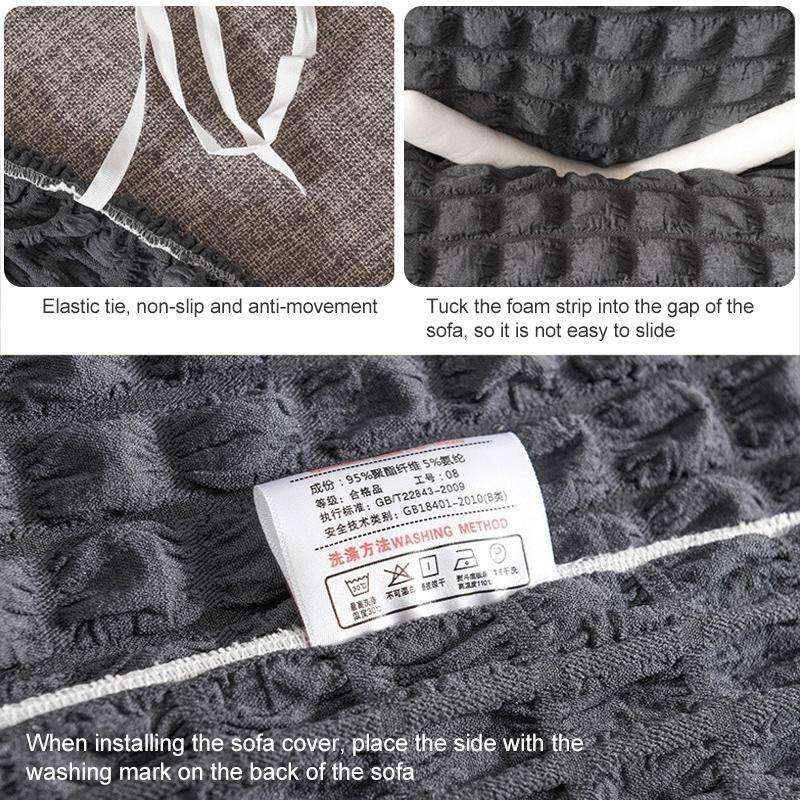 Living Room Stretch Full Coverage Skirt Style Sofa Cover, Size: Double M 145-185cm(Dark Grey Midd...