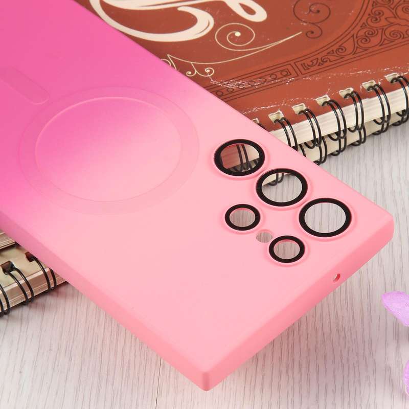 For Samsung Galaxy S23 Ultra 5G Liquid TPU Silicone Gradient MagSafe Phone Case(Pink Red)