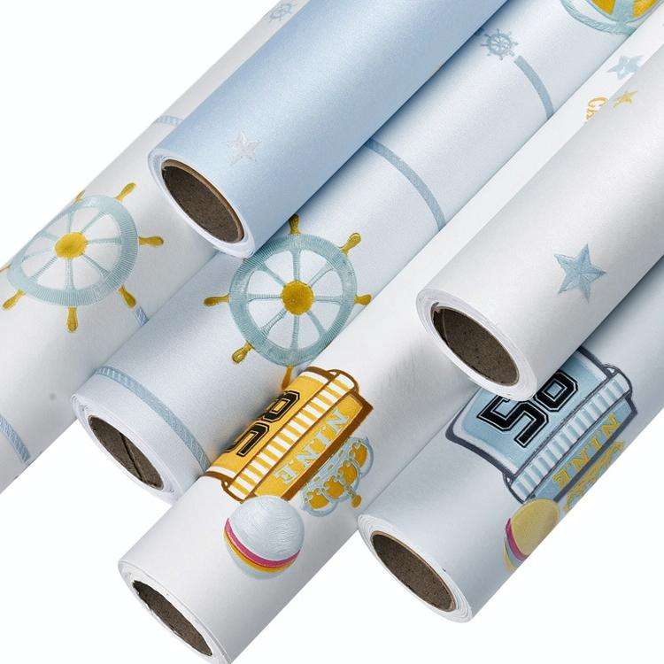 0.53 x 3m 3D Stars Moon Self-Adhesive Wallpaper Mediterranean Children Wall Sticker(Star Moon Blue)