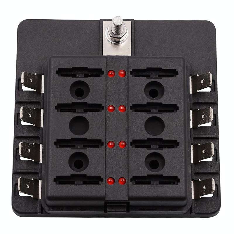 1 in 8 Out Fuse Box PC Terminal Block Fuse Holder Kits with LED Warning Indicator for Auto Car Tr...