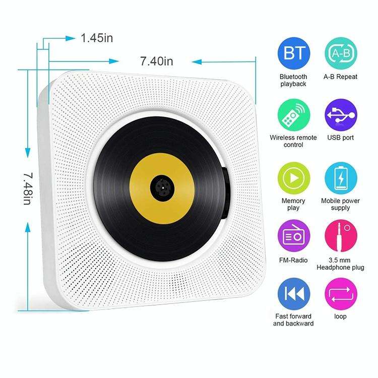 The Second Generation Portable Digital Display Bluetooth Speaker CD Player with Remote Control (W...