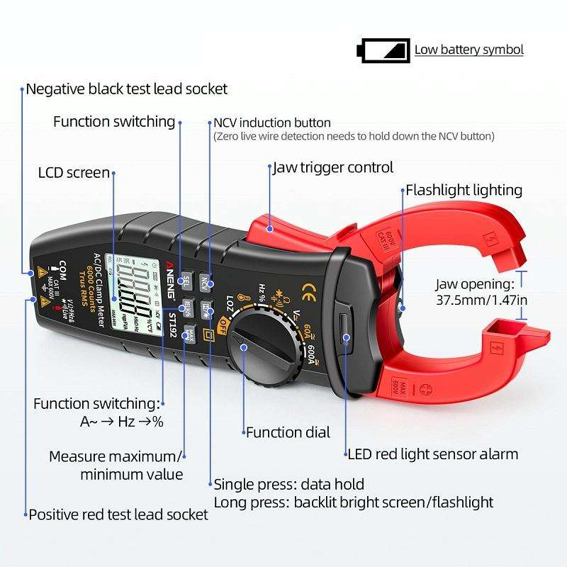 ANENG ST192 600A DC Current Multifunctional AC And DC Clamp Digital Meter